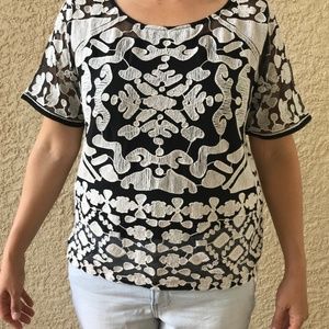 Sheer Black and White Blouse